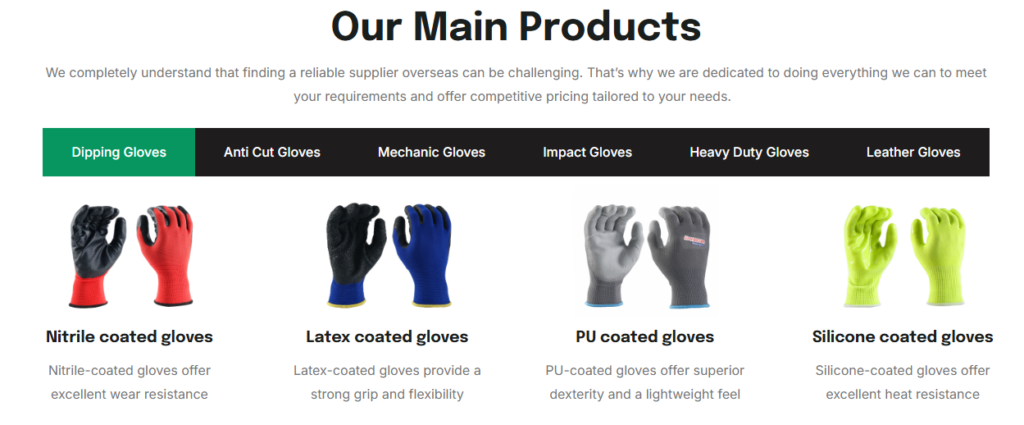 Different type of gloves