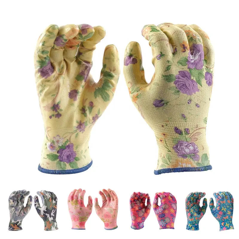 Different garden gloves with nitrile coated 